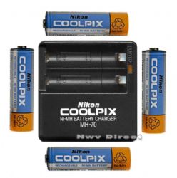 Nikon MH-70 Battery Quick Charger Kit for Coolpix Digital Camera (Includes 4 AA Batteries)