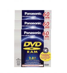 3 Pack Panasonic LM-AK60U Double-sided DVD-RAM Disc 2.8GB / 60 Minute in Jewel Case - For DVD Camcorders