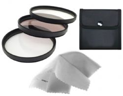 Sony VCL-DH0758 High Grade Multi-Coated, Multi-Threaded, 3 Piece Lens Filter Kit (58mm) + Nwv Direct Microfiber Cleaning Cloth. 