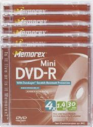 Memorex 5 Pack DVD-R 4x Write Once For Sony Handycam Video