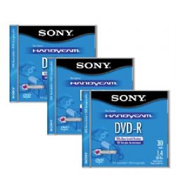 3 Pack Sony 1.4GB (30 Minutes) DVD-R Disc for DVD Camcorders - with Jewel Case