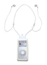 iPod Nano Lanyard with Built-in Earbuds - White
