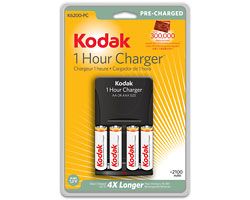 Kodak K6200-PC-C+4 Ni-MH 1-Hour Battery Charger with 4 Rechargeable AA Digital Camera Batteries 