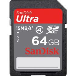SanDisk 64GB Ultra Secure Digital High Capacity, SDXC, Memory Card, 15MB/Sec Read/Write Speed