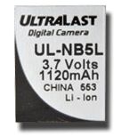 Canon By Ultralast (NB-5L) High Capacity Lithium-Ion Battery (3.7V, 1120mAh) 