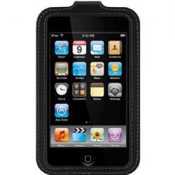 Black Leather Sleeve For iPod touch 2G 