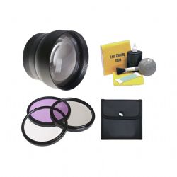 Canon VIXIA HF M500 High Definition Super Telephoto Lens + 43mm 3 Piece Filter Kit + Nwv Direct 5 Piece Cleaning Kit