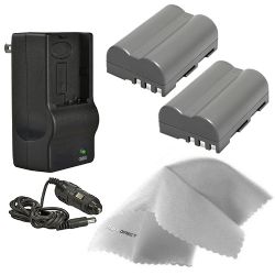 Nikon D90 High Capacity 'Intelligent' Batteries (2 Units) + AC/DC Travel Charger + Nwv Direct Microfiber Cleaning Cloth. 