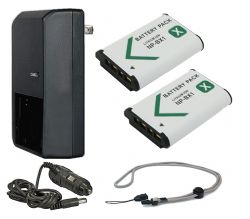 Sony Cyber-Shot DSC-HX300 High Capacity Batteries (2 Units) + AC/DC Travel Charger + Krusell Multidapt Neck Strap (Black Finish) 