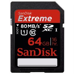 SanDisk Extreme 64 GB SDXC Class 10 UHS-1 Flash Memory Card 80MB/s 