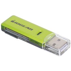 IOGEAR SD/MicroSD/MMC Card Reader/Writer (Green/Gray)