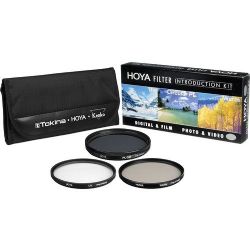 Hoya 55 mm Introductory Filter Kit - Ultraviolet (UV), Circular Polarizer, Warming Filter (Intensifier) and Nylon Pouch