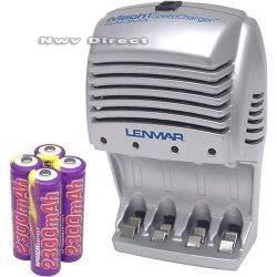 Lenmar MACH1 Gamma Speed Charger Combo 1 Hour Charger w/ 2300mAH NiMH Rechargeable Batteries