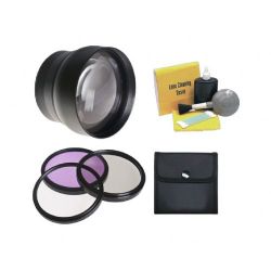 2.2x Super Telephoto Lens + High Definition 3 Piece Filter Kit + Cleaning Kit (Powershot G16, Includes Lens Adapter)