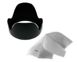 Canon EF 28-135mm f/3.5-5.6 IS Image Stabilizer USM Pro Digital Lens Hood (Flower Design) (72mm) + Nwv Direct Microfiber Cleaning Cloth. 